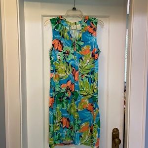 Bright, Caribbean Joe, tropical print dress.